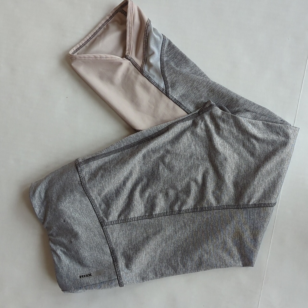 RBX Heathered Vented Capri Leggings Yoga Pants XL Gray Tan